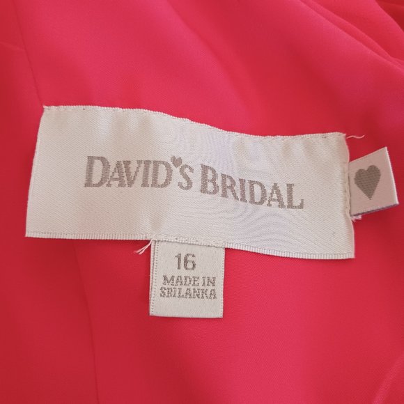 David's Bridal Women's Plus Punch Sheer Chiffon Tank With Rouching Dress Size 16 - Picture 11 of 16